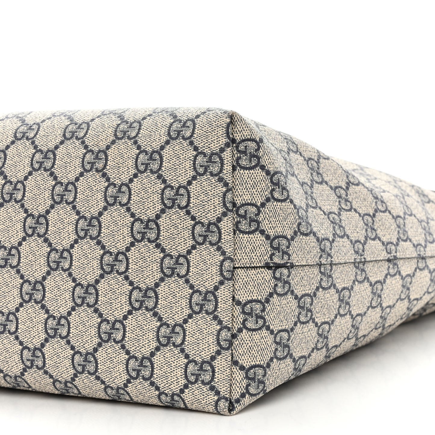 GG Supreme Monogram Textured Calfskin Web Medium Ophidia Shopping Tote Beige Blue