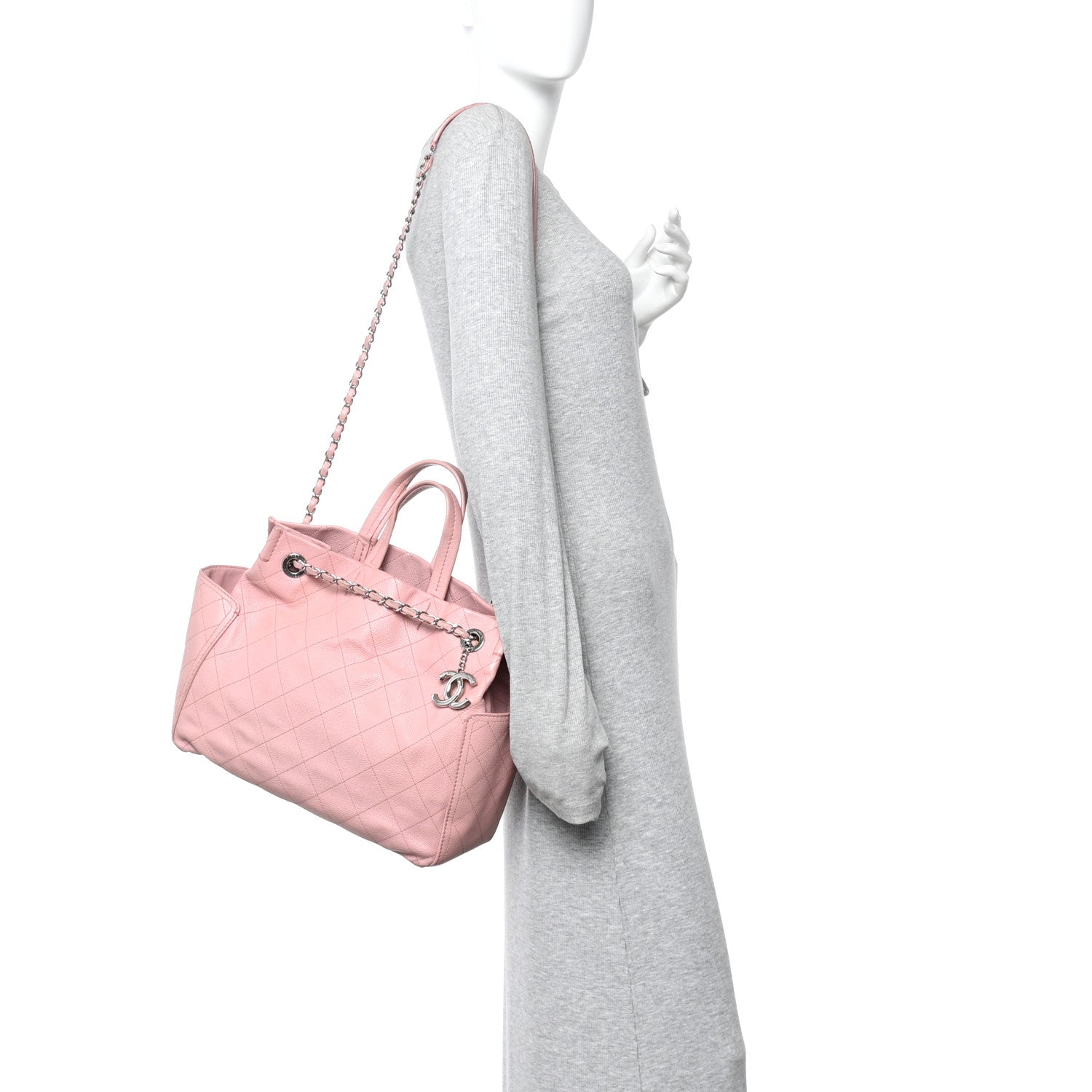 Chanel Caviar Stitched Small CC Pocket Tote Tote Pink 3 of 21