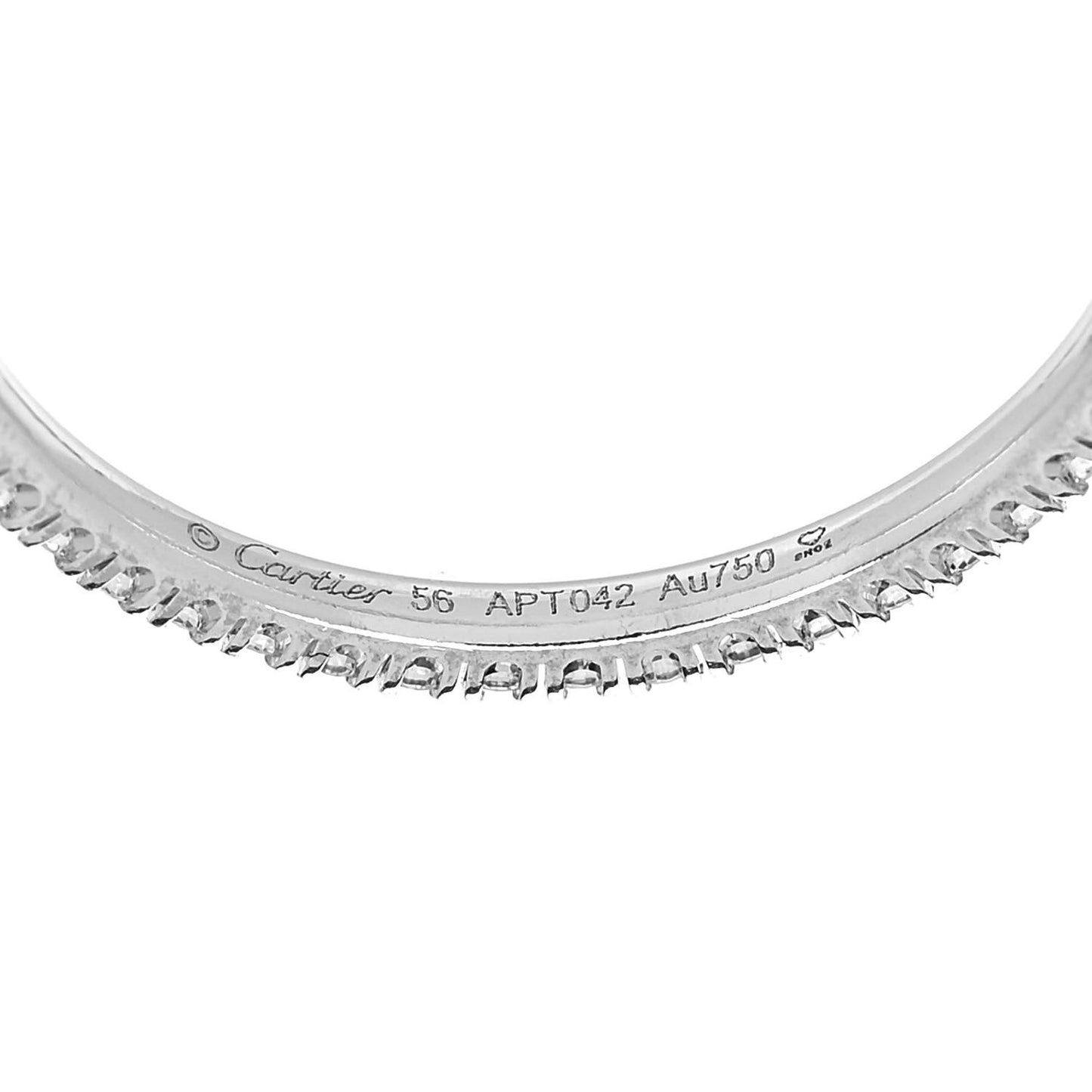 18K White Gold Diamond 1.5mm Etincelle de Cartier Wedding Band Ring 56 7.5
