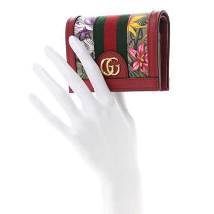 Gucci GG Supreme Monogram Flora Web Ophidia Card Case Red 2 of 9