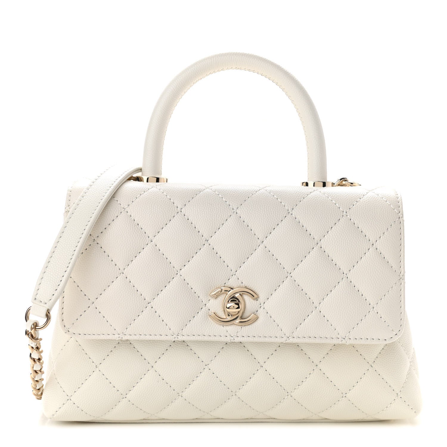Chanel Caviar Quilted Mini Coco Handle Flap White 1 of 11