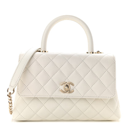 Chanel Caviar Quilted Mini Coco Handle Flap White 1 of 11