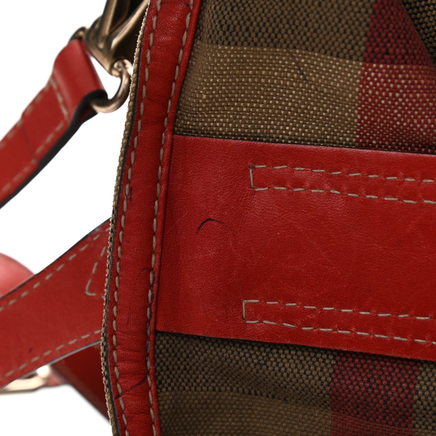 Canvas Mega Check Medium Tottenham Brit Tote Cadmium Red