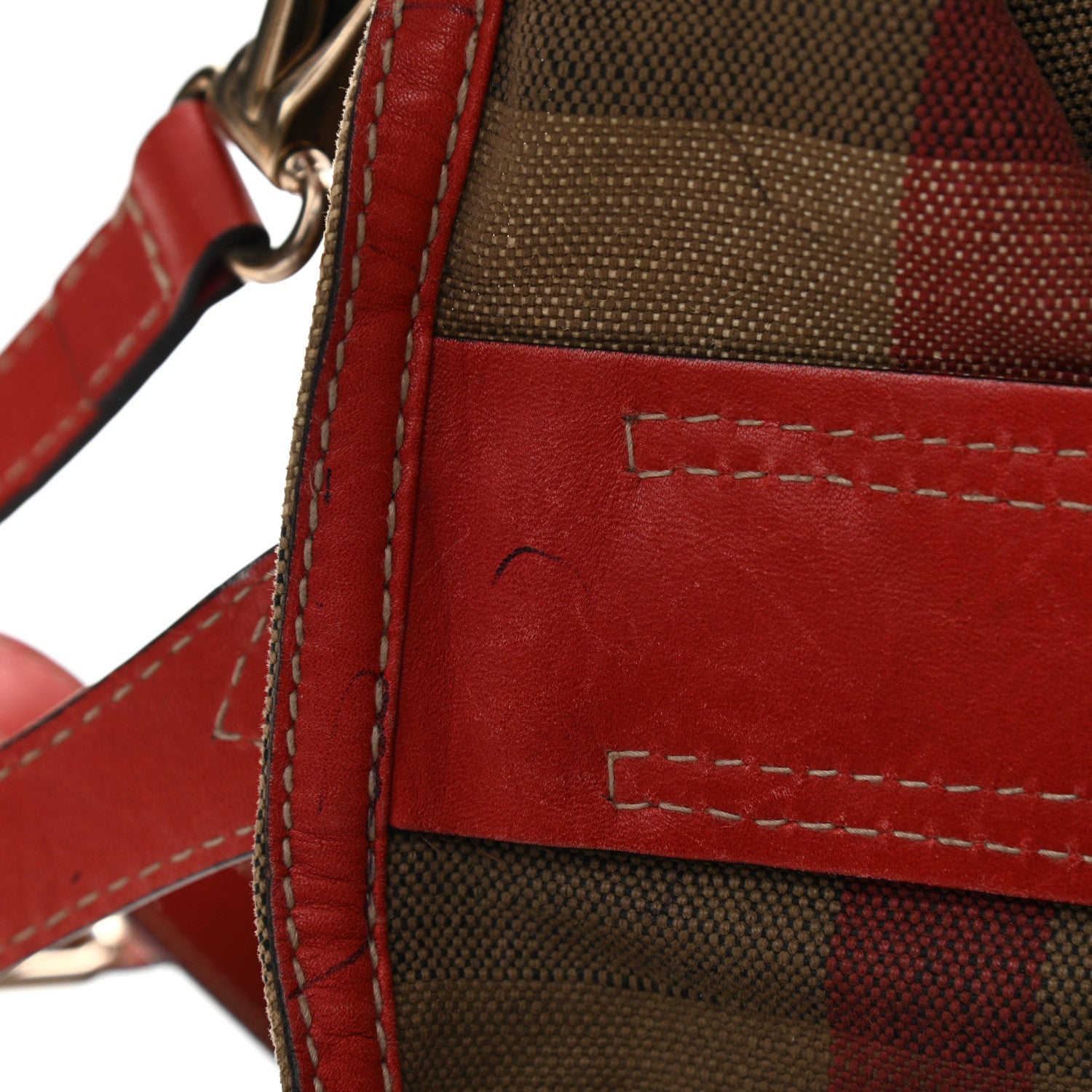 Burberry Canvas Mega Check Medium Tottenham Brit Tote Cadmium Red 12 of 13