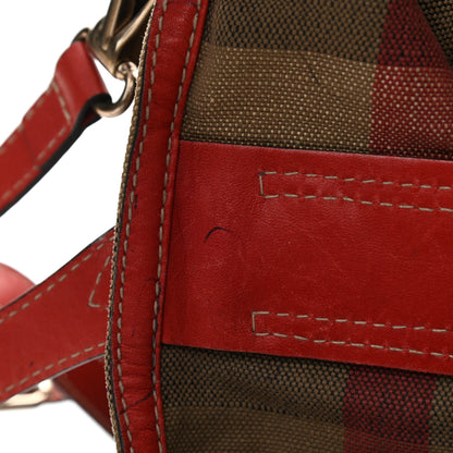 Burberry Canvas Mega Check Medium Tottenham Brit Tote Cadmium Red 12 of 13