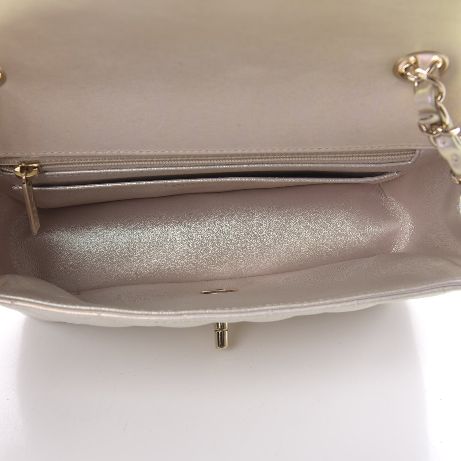 Chanel Iridescent Lambskin Quilted Mini Rectangular Flap Ivory 5 of 10