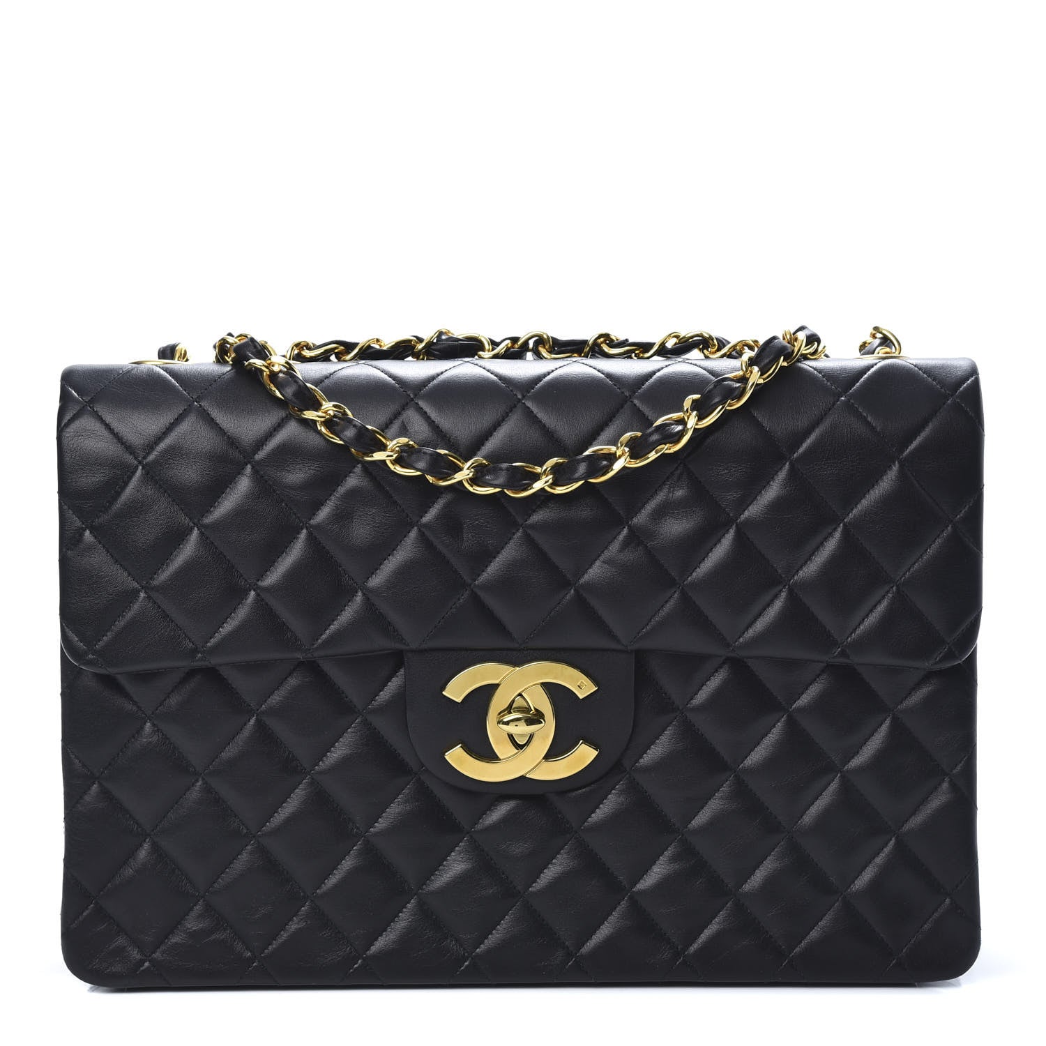 Chanel Lambskin Quilted XL Jumbo Single Flap Black 1 of 15