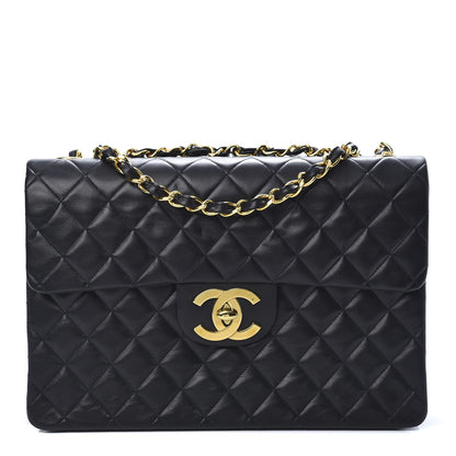 Chanel Lambskin Quilted XL Jumbo Single Flap Black 1 of 15