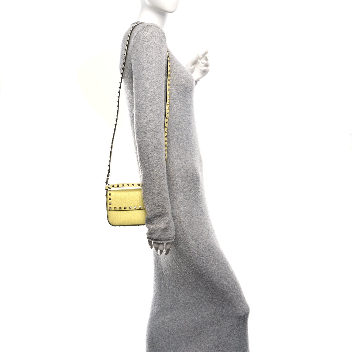 Valentino Garavani Grainy Calfskin Rockstud Crossbody Pouch Lime Sorbet 2 of 10