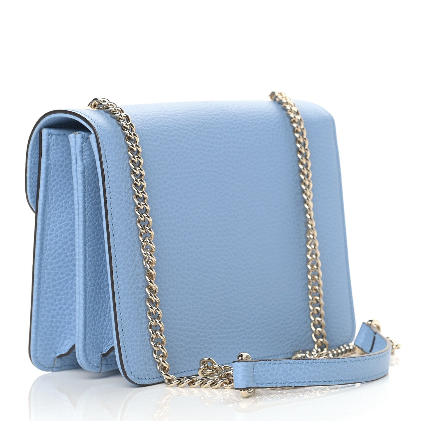 Dollar Calfskin Small Interlocking G Shoulder Bag Mineral Blue