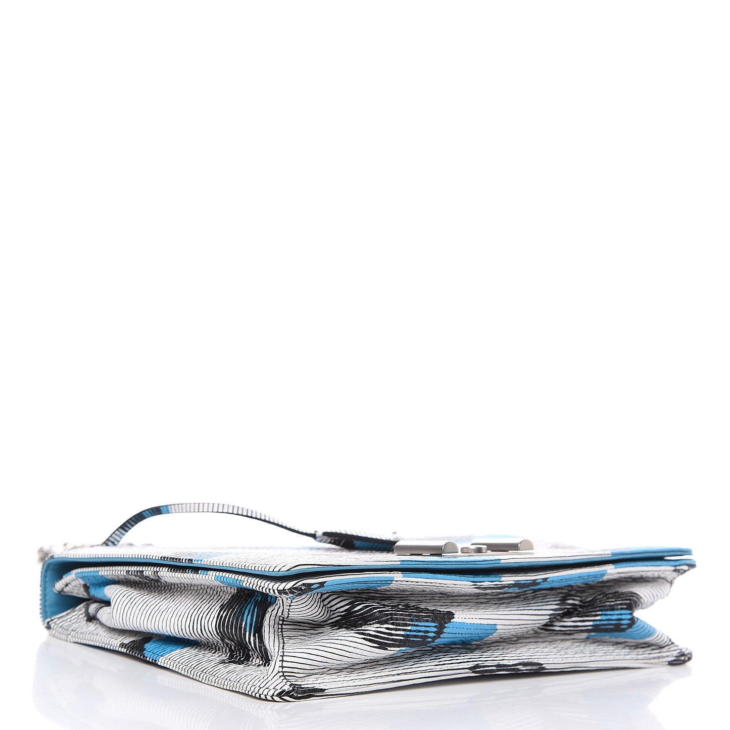 Vitello Daino Lip Print Shoulder Bag White Azzurro
