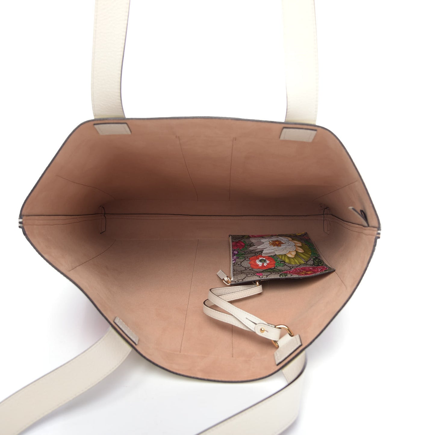 GG Supreme Monogram Flora Web Ophidia Vertical Shopping Tote White