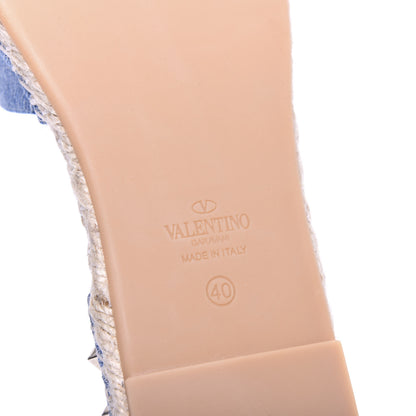 Valentino Garavani Denim Butterfly Rockstud Ankle Wrap Espadrille 20mm Flats 40 Light Denim 8 of 10