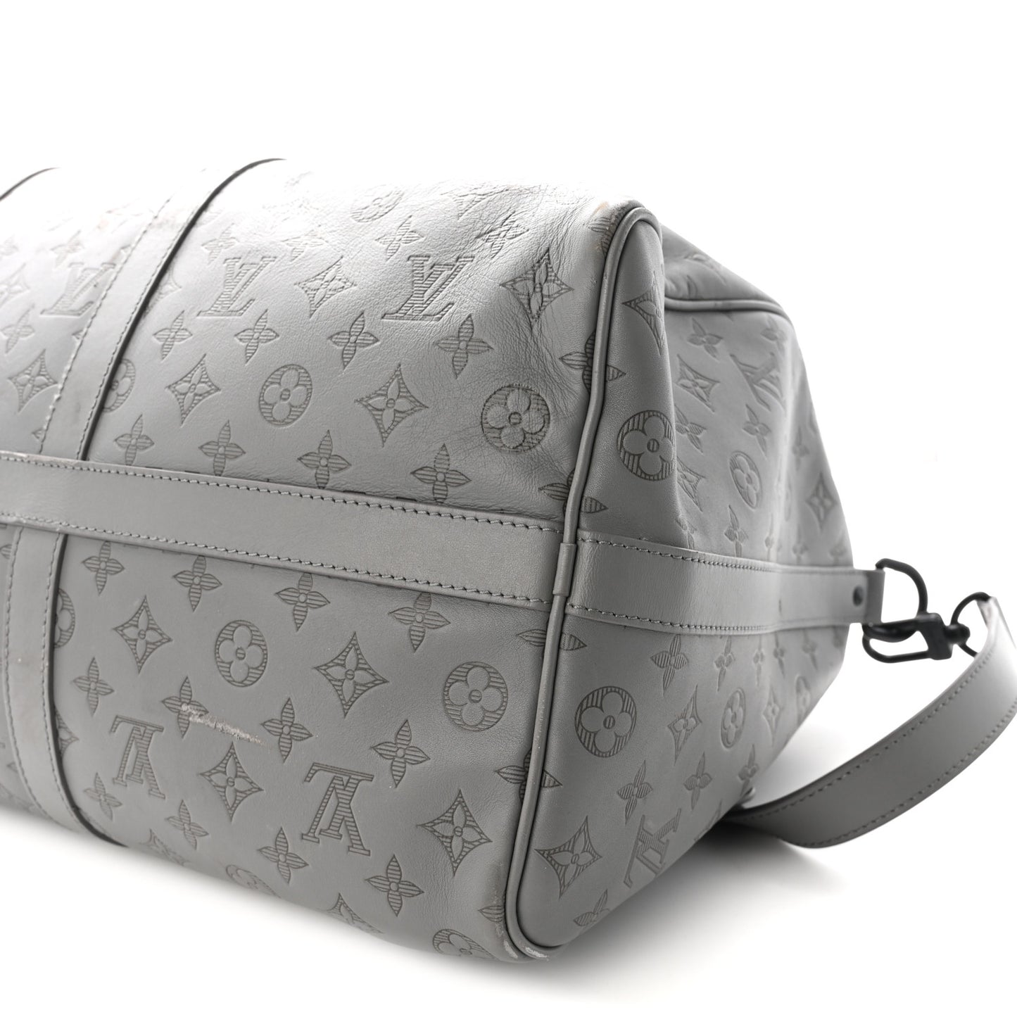 Calfskin Monogram Shadow Keepall Bandouliere 50 Anthracite Gray