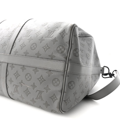 Louis Vuitton Calfskin Monogram Shadow Keepall Bandouliere 50 Anthracite Gray 8 of 8
