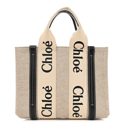 Chloe Cotton Calfskin Small Woody Ribbon Tote White 1 of 9