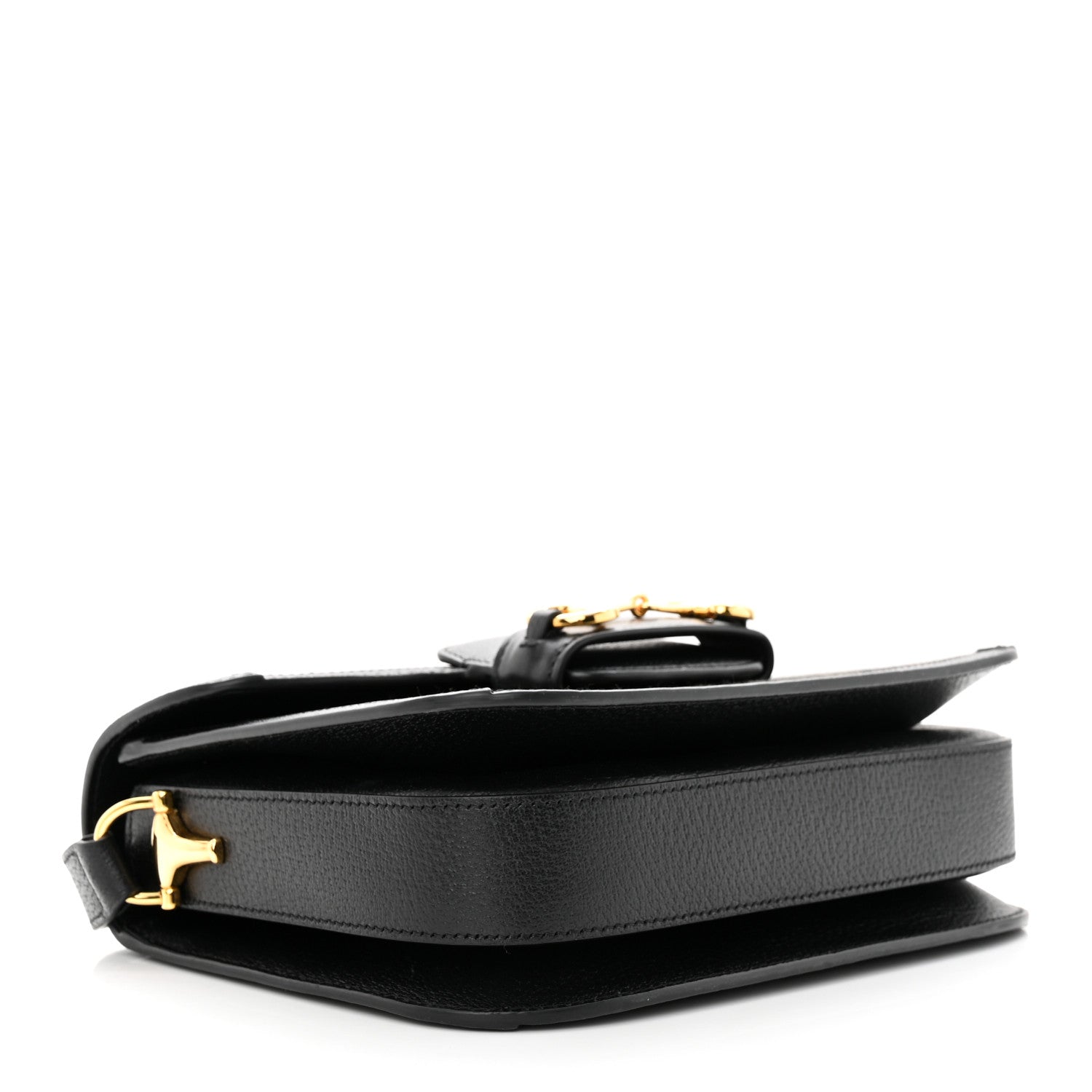 Gucci Jacquard Black Denim GG Monogram Textured Dollar Calfskin Horsebit 1955 Shoulder Bag Black Ivory 4 of 16