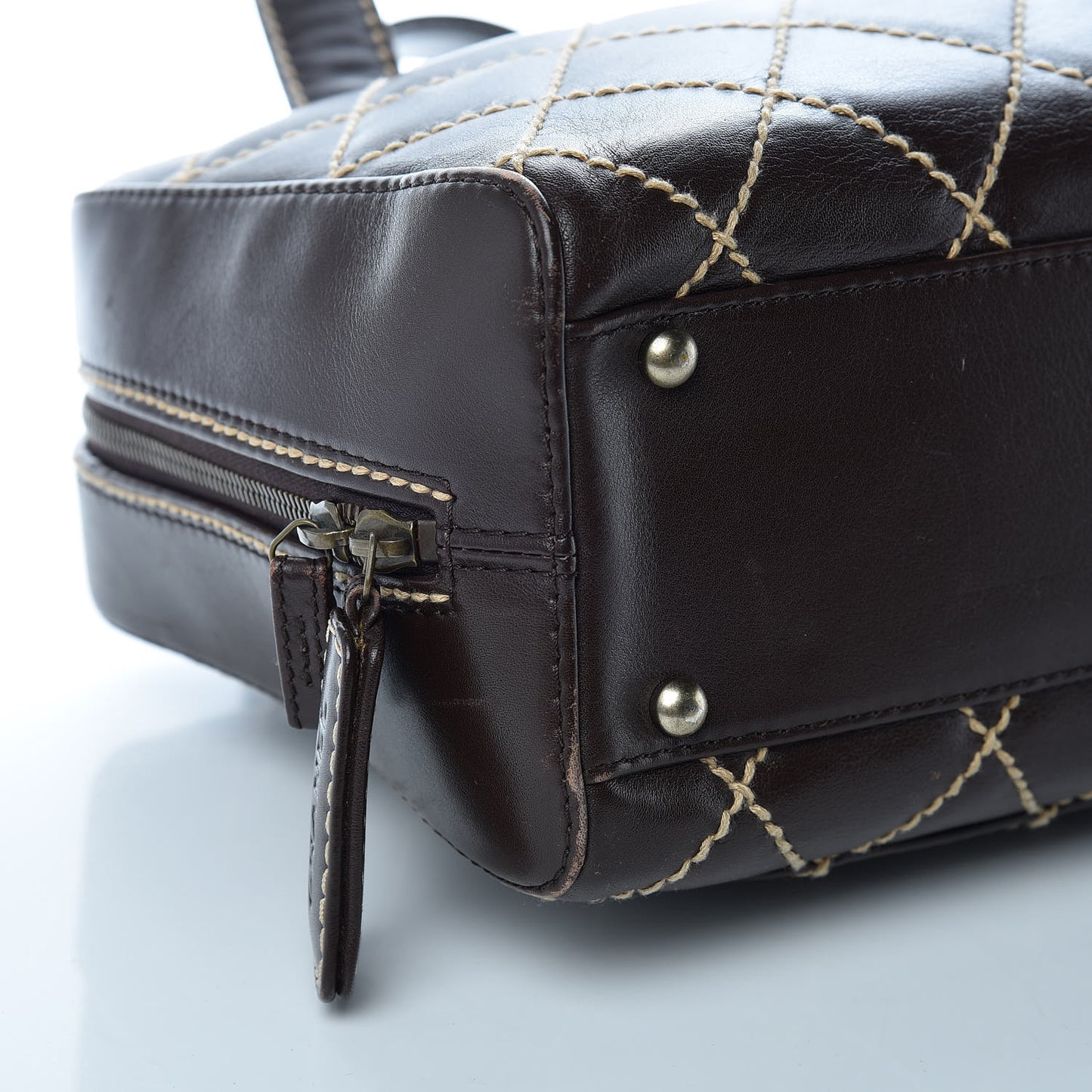Calfskin Wild Stitch Top Handle Bag Brown