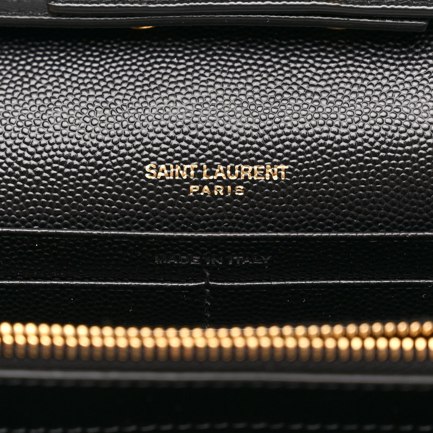 Saint Laurent Grain De Poudre Matelasse Chevron Monogram Chain Wallet Black 5 of 9