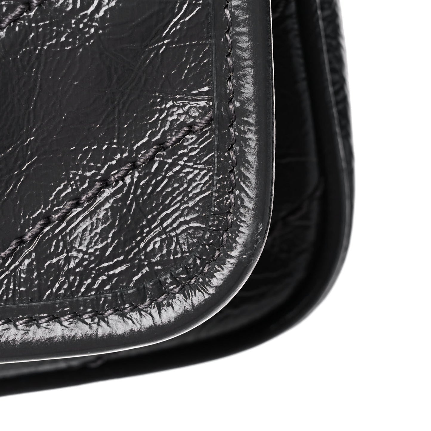 Crinkled Calfskin Matelasse Monogram Niki Chain Wallet Fog