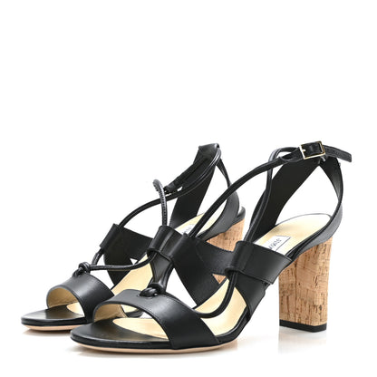 Jimmy Choo Calfskin Margo 80 Ghillie Laced Sandals 39.5 Black 3 of 7