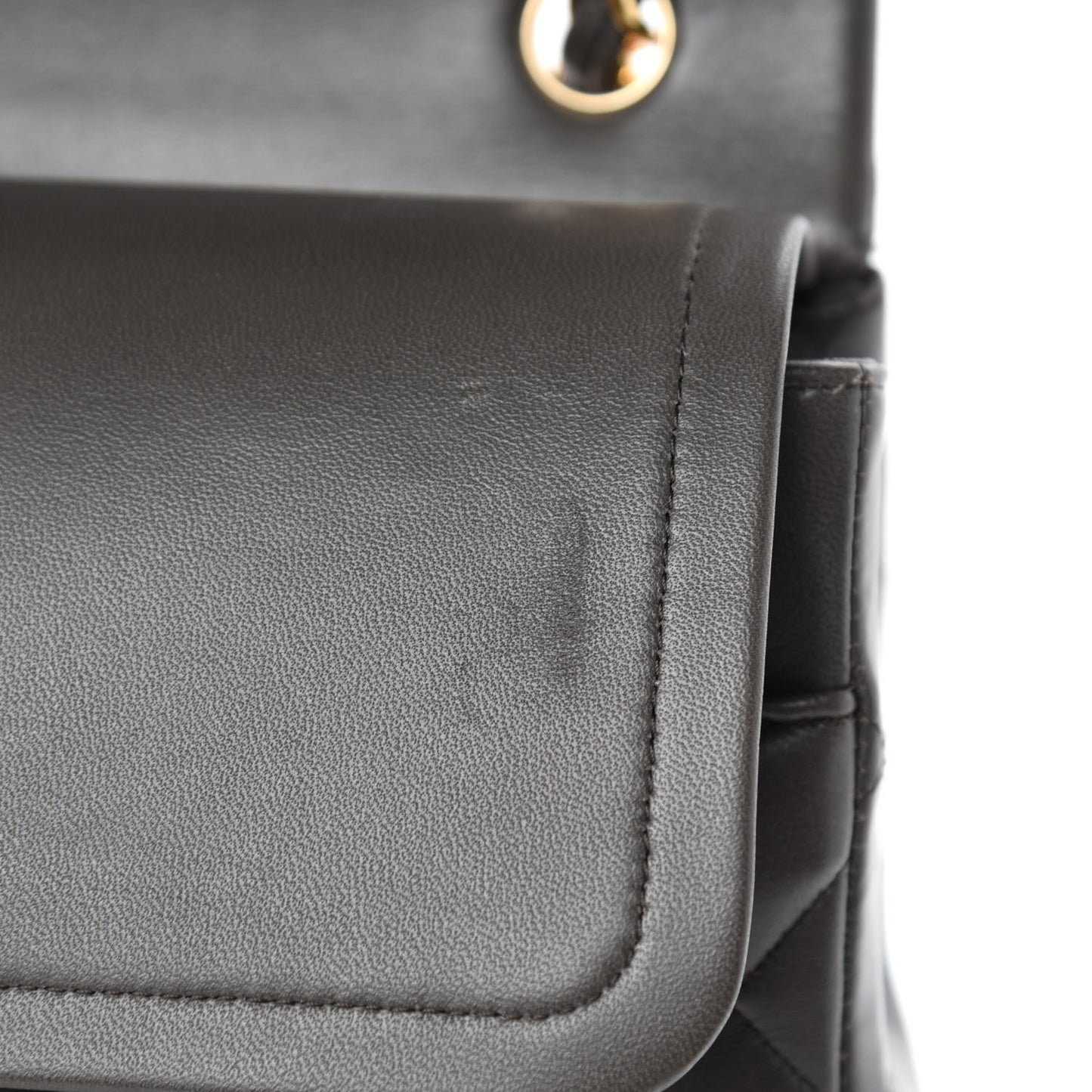 Lambskin Quilted Jumbo Double Flap Grey