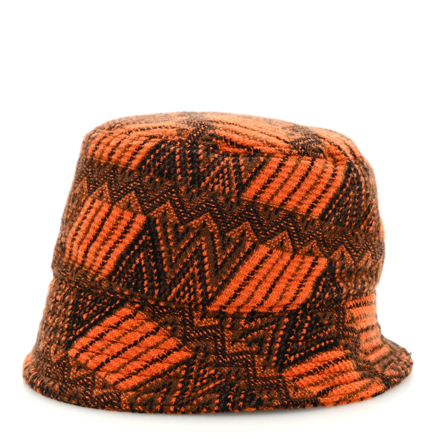 Wool Cashmere Geometric Logo Womens Bucket Hat S Orange Black