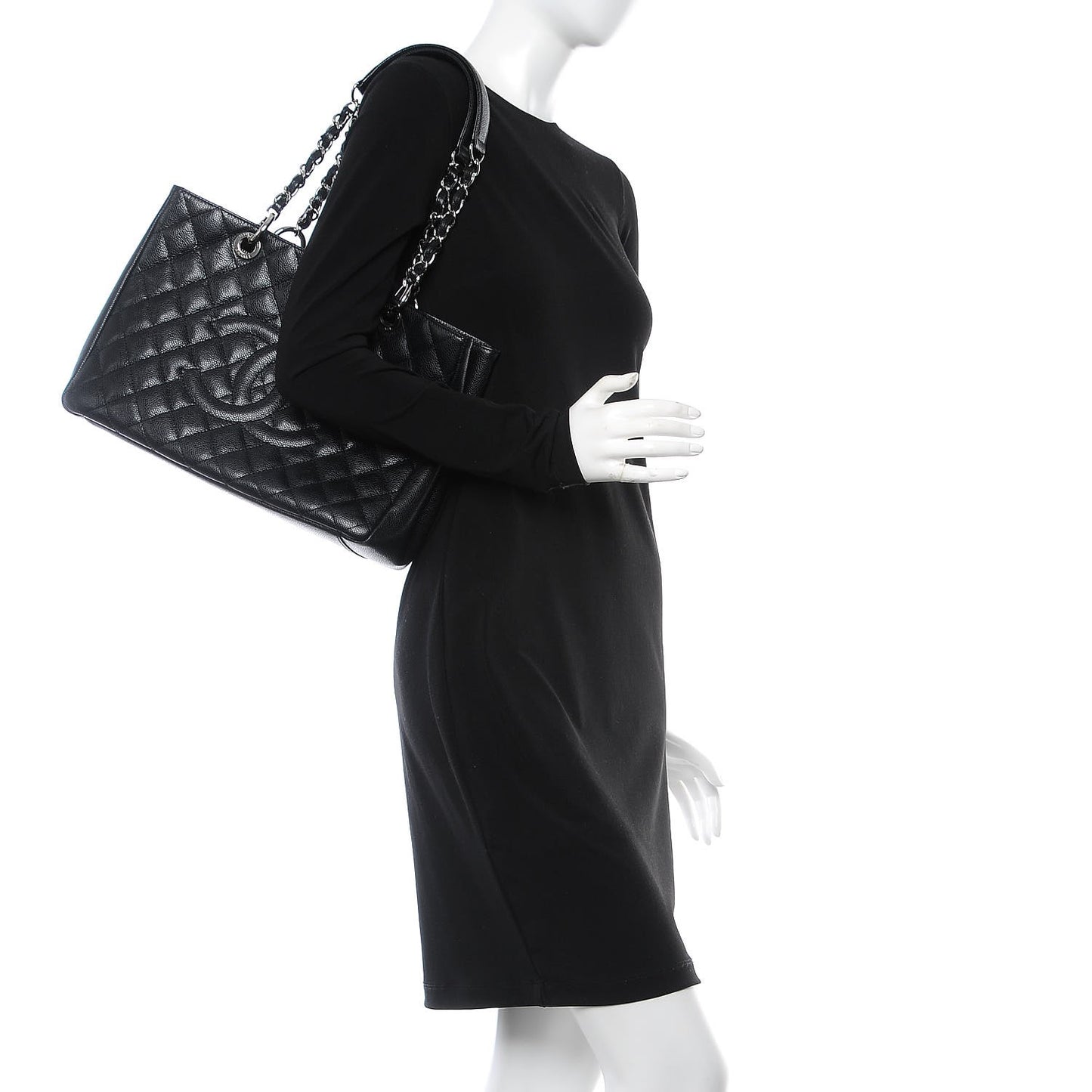 Caviar Quilted Grand Shopping Tote GST Black