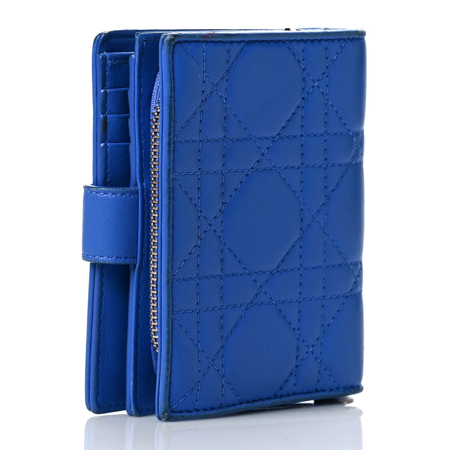 Christian Dior Lambskin Cannage Lady Dior Eden Wallet Blue 3 of 14