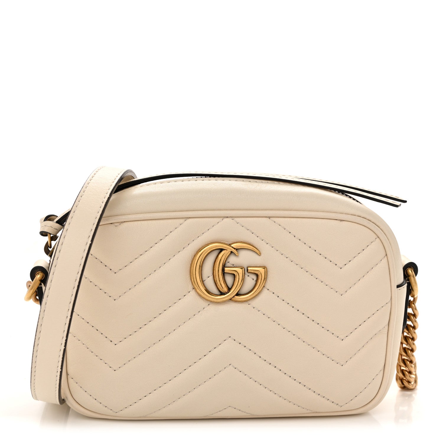 Gucci Calfskin Matelasse Mini GG Marmont Chain Shoulder Bag White 1 of 10
