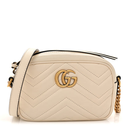 Gucci Calfskin Matelasse Mini GG Marmont Chain Shoulder Bag White 1 of 10