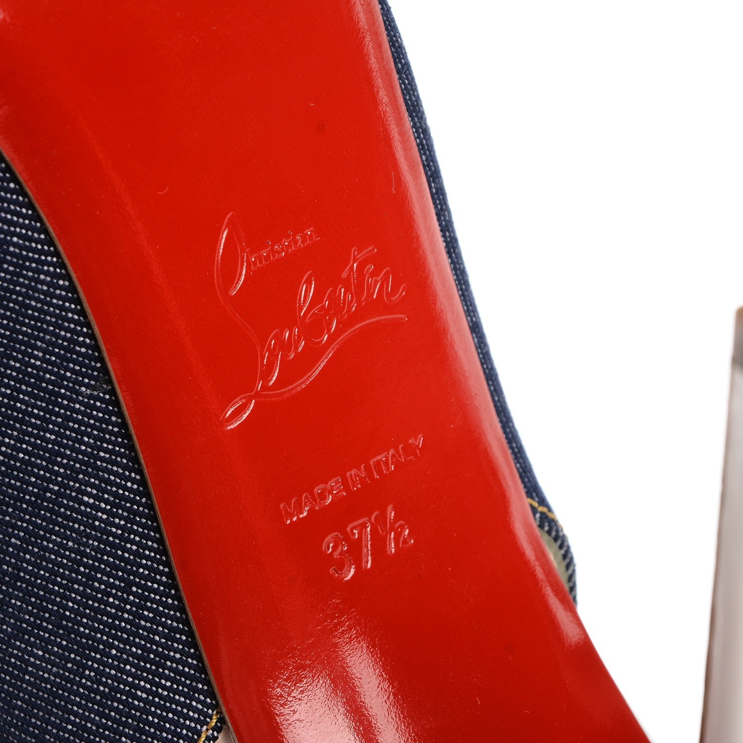 Christian Louboutin Denim Lady Peep Sling 120 Pumps 37.5 Blue White 6 of 6