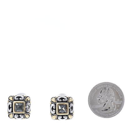 John Hardy Sterling Silver 18K Yellow Gold Prasiolite Jaisalmer Square Earrings 2 of 4