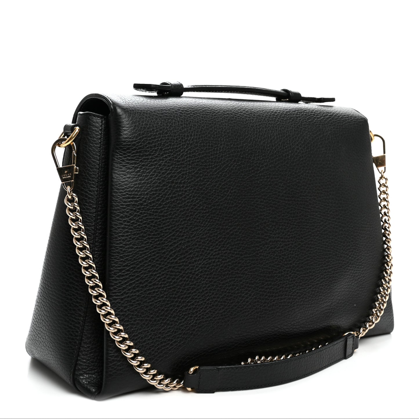 Dollar Calfskin Medium Interlocking G Top Handle Shoulder Bag Black