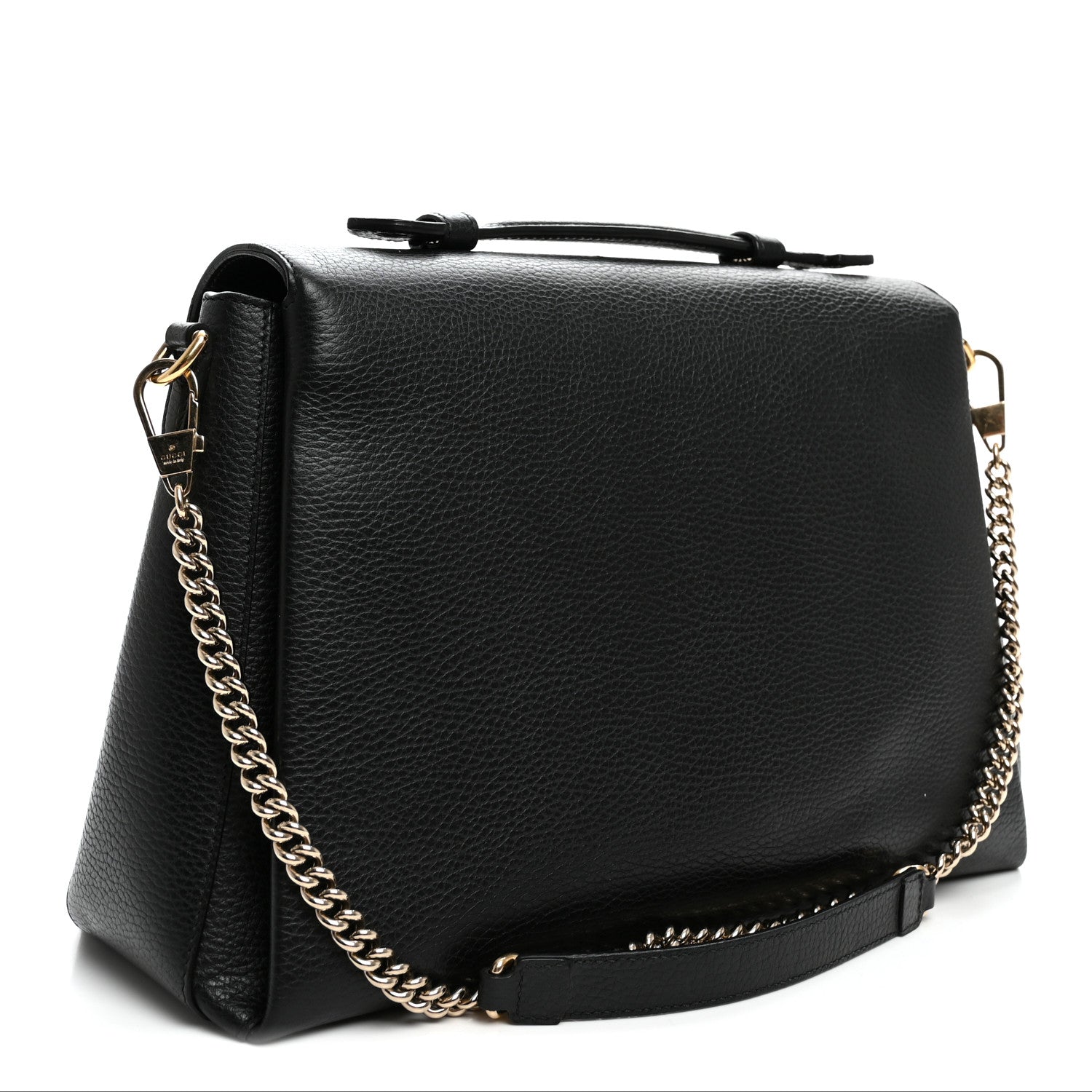 Gucci Dollar Calfskin Medium Interlocking G Top Handle Shoulder Bag Black 3 of 11