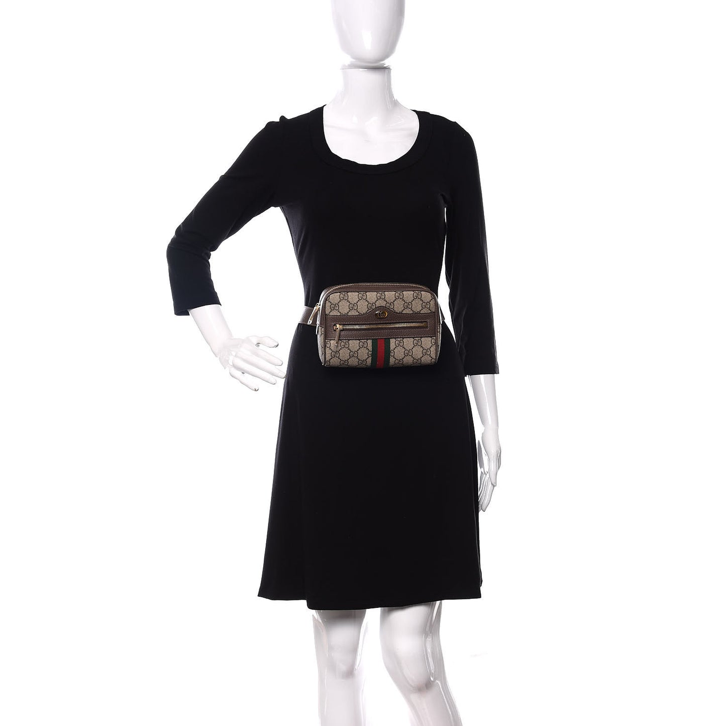 GG Supreme Monogram Web Small Ophidia Belt Bag 95 38 Dark Brown