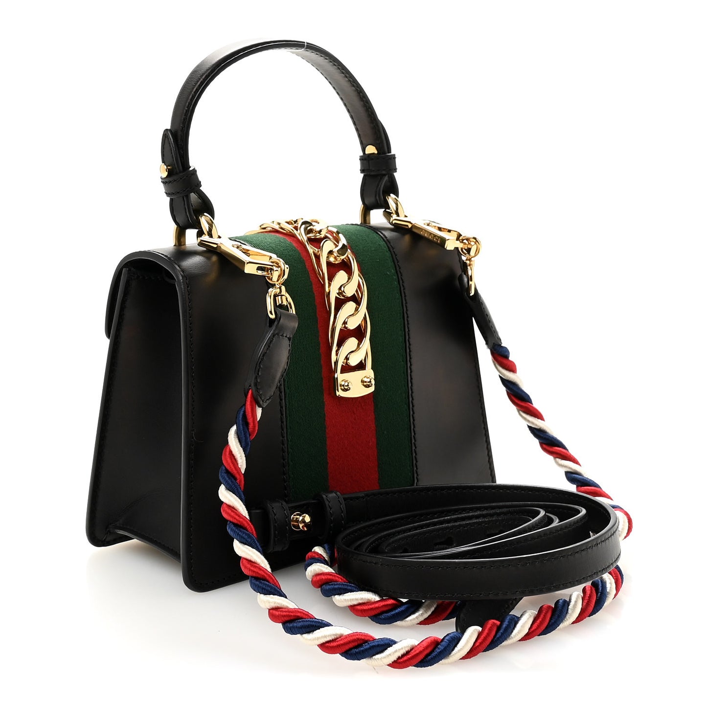 Calfskin Mini Sylvie Top Handle Bag Black