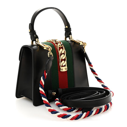 Gucci Calfskin Mini Sylvie Top Handle Bag Black 3 of 10