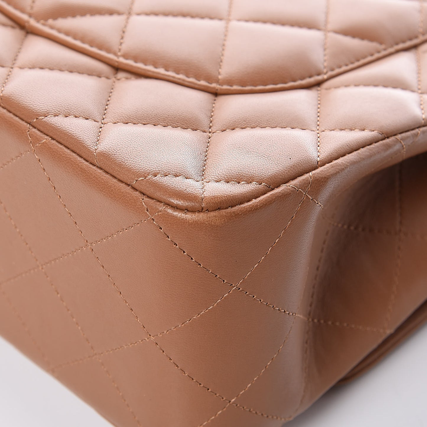 Lambskin Quilted Jumbo Double Flap Brown