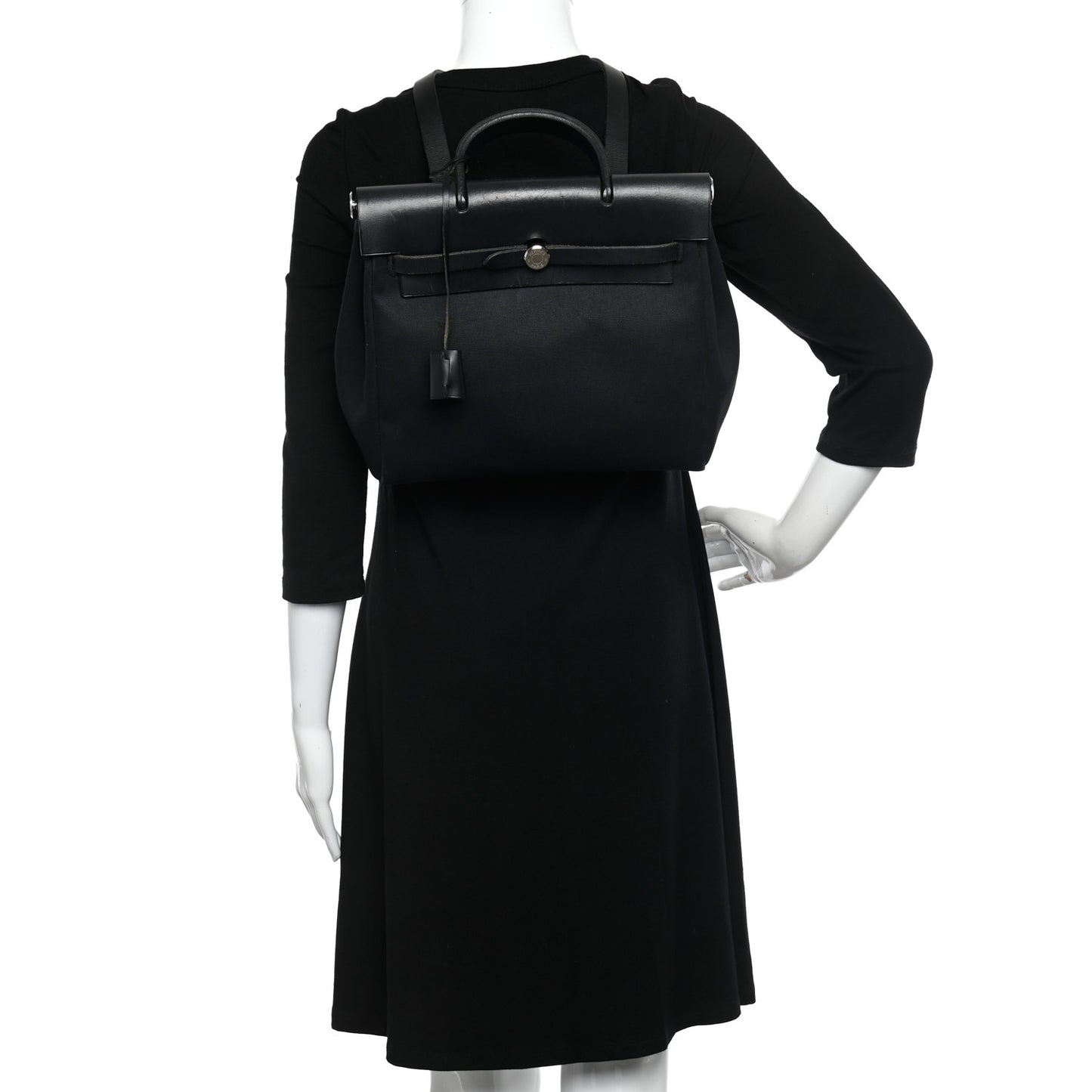Toile Vache Calfskin Herbag 30 PM Backpack Black