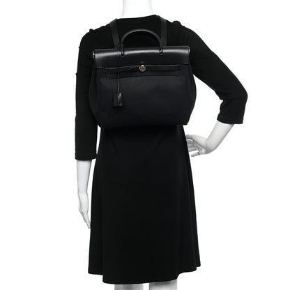 Hermes Toile Vache Calfskin Herbag 30 PM Backpack Black 2 of 11