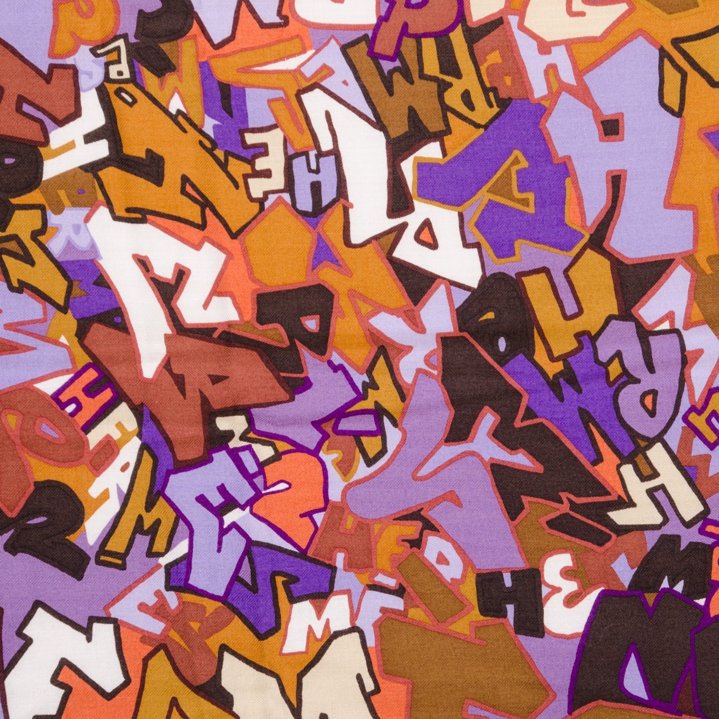 Silk Cashmere Graff Graffiti Shawl 140 Juane D'Or Violine Marron