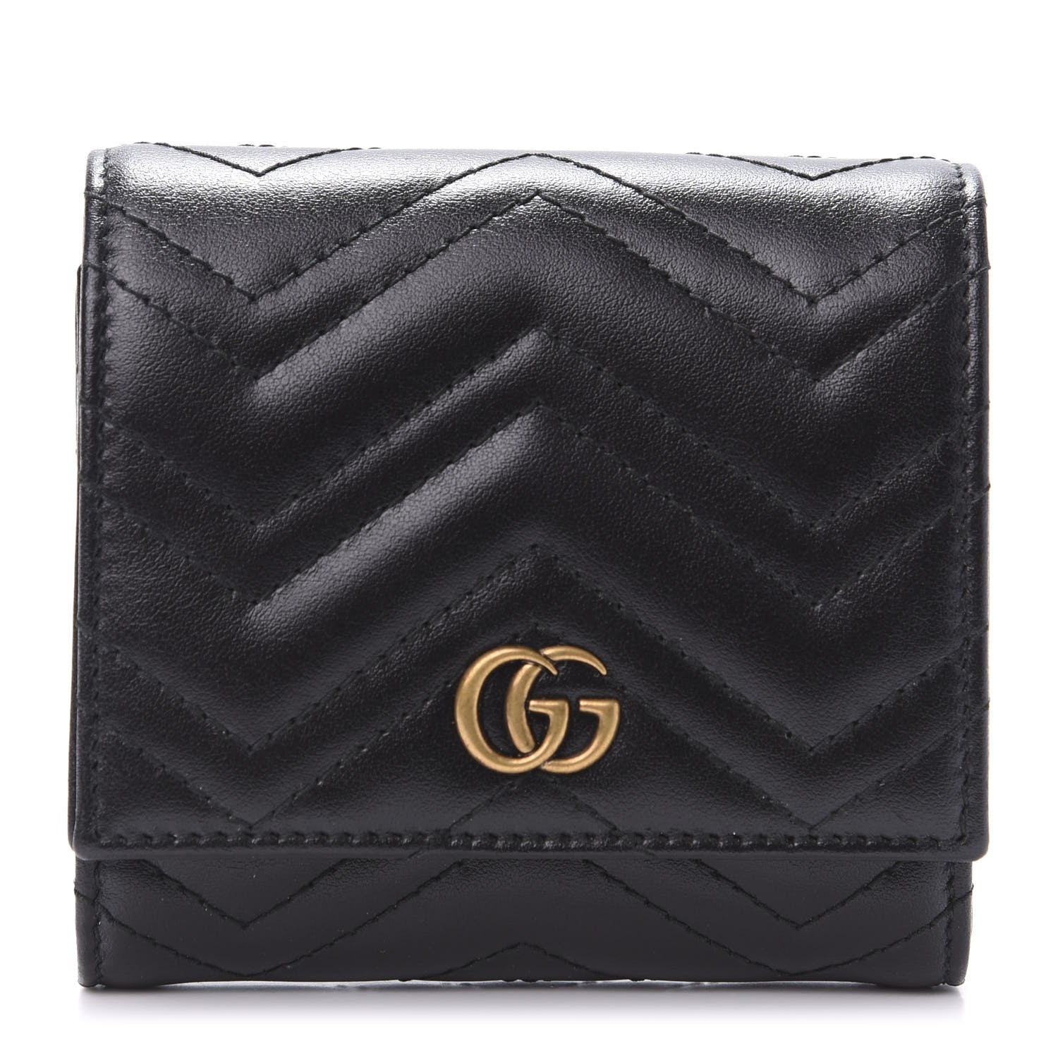 Gucci Calfskin Matelasse GG Marmont Medium Wallet Black 1 of 6