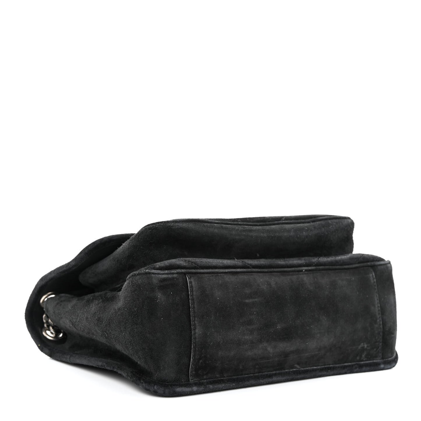 Suede Monogram Matelasse Medium Niki Chain Satchel Black