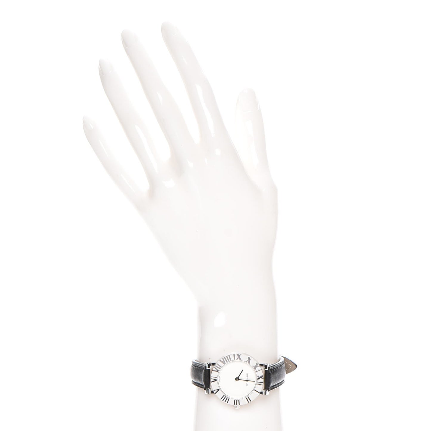 Sterling Silver Calfskin 29mm Atlas Quartz Watch Black