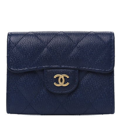 Chanel Letter Calfskin Embossed Quilted Card Holder Dark Blue 1 of 6