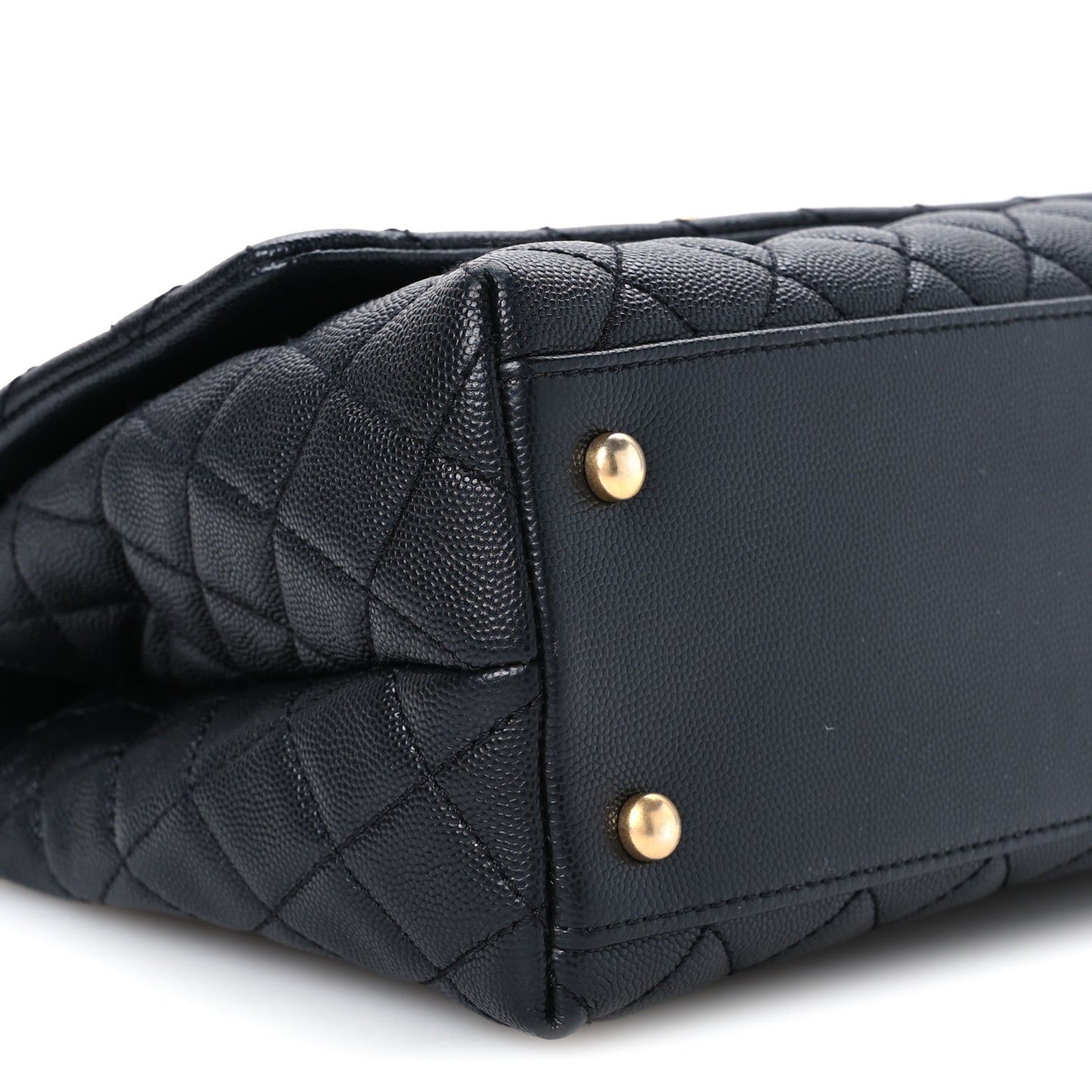 Caviar Lizard Quilted Small Coco Handle Flap Black