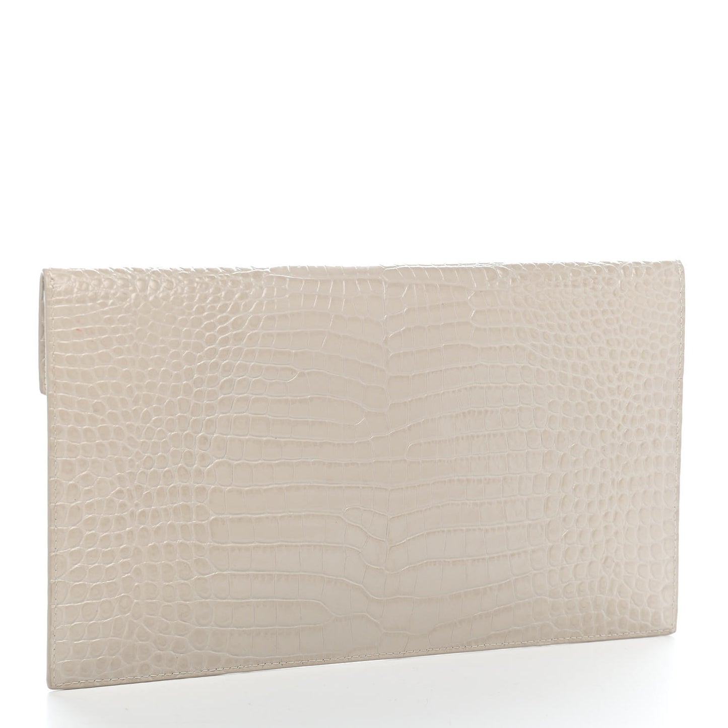 Calfskin Crocodile Embossed Uptown Monogram Pouch Crema Soft