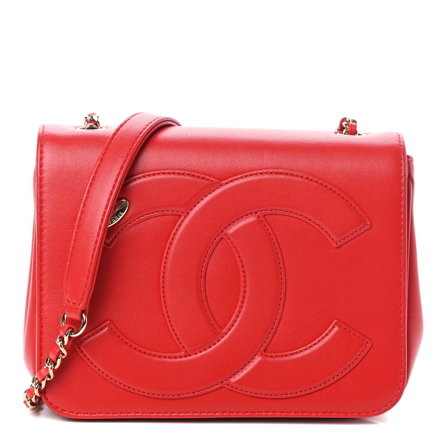 Lambskin CC Mania Flap Bag Red