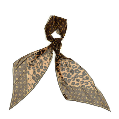 Louis Vuitton Silk Crepe Leopard Monogram Scarf 1 of 4